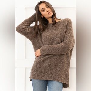Anthropology M Lavinia alpaca Sleeping on Snow sweater stone tan beige